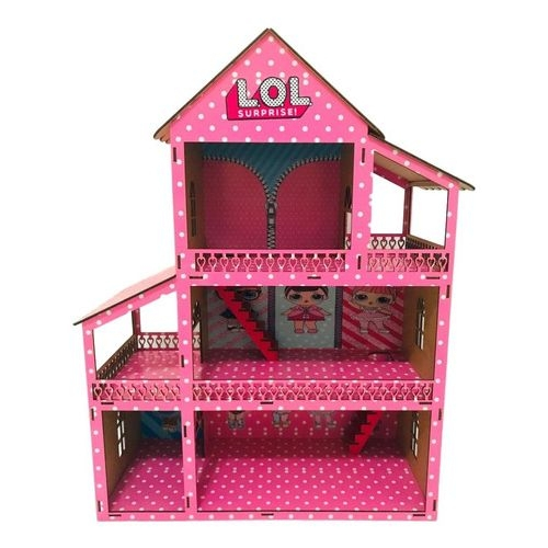 Casa Casinha Bonecas Polly Barbie Madeira Mdf Pintado