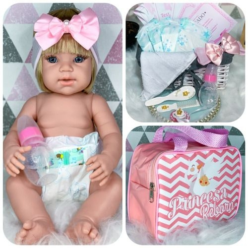 Boneca Bebê Reborn 100% Silicone 23 Itens Bolsa Maternidade