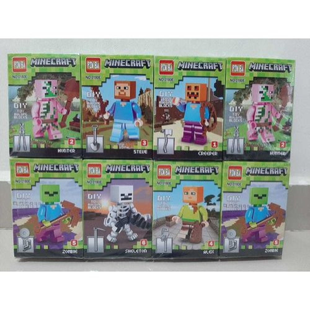 Kit 8 Bonecos Lego Minecraft compatível Com Lego Promoção