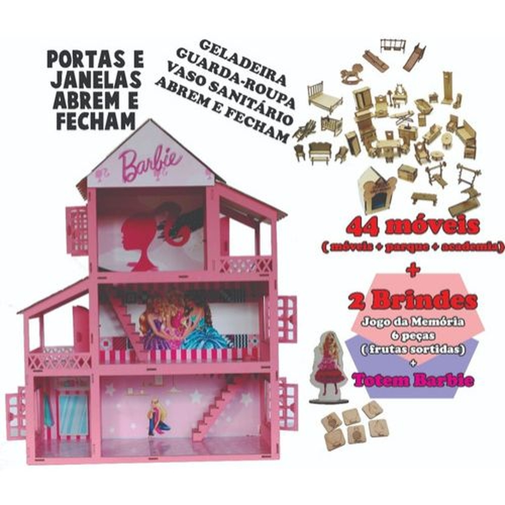 Casa Casinha P/ Boneca Tema Barbie 44 Móveis + Nome Brinde em Promoção na  Americanas