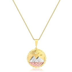Colar com medalha escrava 3 ouros folheado em ouro 18k Menor preço em Colar com medalha escrava 3 ouros folheado em ouro 18k