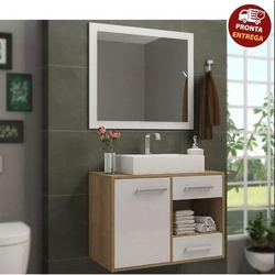 Conjunto De Banheiro Completo Personal: Balcão + Painel + Cuba- Elmo/Branco Menor preço em Conjunto De Banheiro Completo Personal: Balcão + Painel + Cuba- Elmo/Branco
