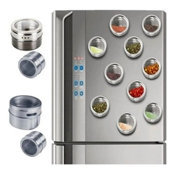 Porta Condimento Tempero Inox Magnético Geladeira Imã Casa kit 6 Menor preço em Porta Condimento Tempero Inox Magnético Geladeira Imã Casa kit 6
