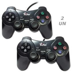 Kit 2 Controle Usb para PC Computador Notebook Joystick Dualshock Analógico Feir FR-202 Menor preço em Kit 2 Controle Usb para PC Computador Notebook Joystick Dualshock Analógico Feir FR-202