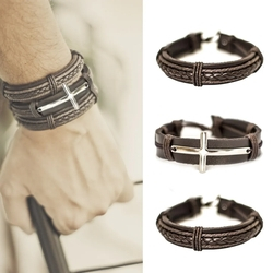 Kit 3 Pulseiras De Couro Masculina Bracelete Cruz Masculino Menor preço em Kit 3 Pulseiras De Couro Masculina Bracelete Cruz Masculino