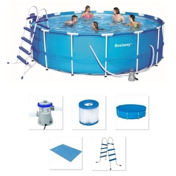 Piscina Bestway 16015 Litros Estrutural com Escada Capa Filtro 110v #56439 Menor preço em Piscina Bestway 16015 Litros Estrutural com Escada Capa Filtro 110v #56439