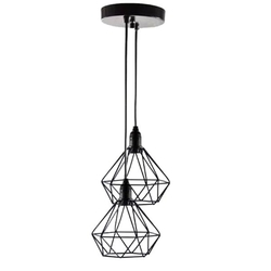 Menor preço em Luminária Pendente Aramado Diamante Duplo Preto
