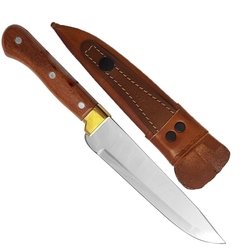 Faca Churrasco 7'' Aço Inox Artesanal Cabo Madeira E Bainha Menor preço em Faca Churrasco 7'' Aço Inox Artesanal Cabo Madeira E Bainha