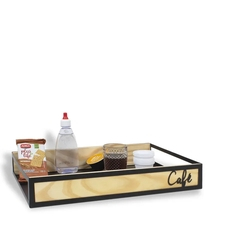 Bandeja Café em Aço e Pinus de 6x38x27cm - Geguton Menor preço em Bandeja Café em Aço e Pinus de 6x38x27cm - Geguton