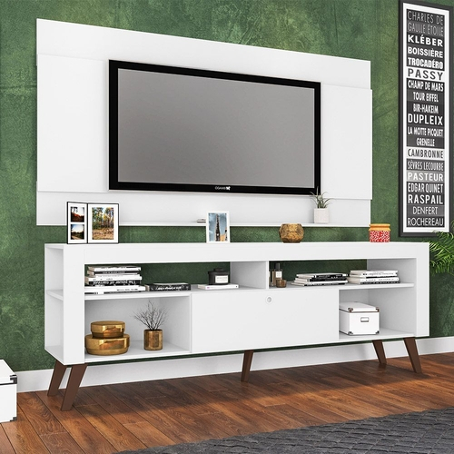 Kit Rack Com Bancada e Painel TV até 70' Itália Branco - Art in Móveis Menor preço em Kit Rack Com Bancada e Painel TV até 70' Itália Branco - Art in Móveis