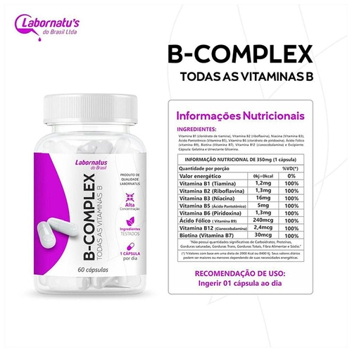 Kit 3x B-Complex Suplemento Com Todas As Vitaminas Do Complexo B 60 ...