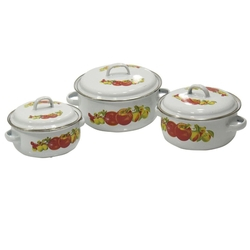 Conjunto De Panela Esmaltada Borda Inox 3 Peças Menor preço em Conjunto De Panela Esmaltada Borda Inox 3 Peças