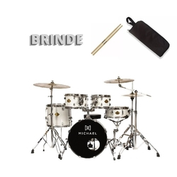 BATERIA ACÚSTICA MICHAEL LEGACY DML418 SPARLKE SILVER - SSR + Brinde Menor preço em BATERIA ACÚSTICA MICHAEL LEGACY DML418 SPARLKE SILVER - SSR + Brinde