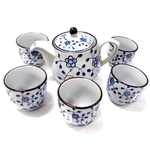 Jogo Chaleira Com 5 Copos Porcelana