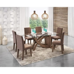 Sala Jantar Flavia 160cm x 80cm 6 Cad. Milena Marrocos/Chocolate - Cimol Menor preço em Sala Jantar Flavia 160cm x 80cm 6 Cad. Milena Marrocos/Chocolate - Cimol