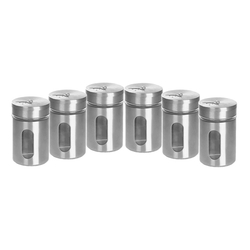 Kit Com 6 Porta Tempero Condimentos Potes De Vidro Inox Menor preço em Kit Com 6 Porta Tempero Condimentos Potes De Vidro Inox
