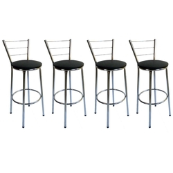 Kit 4 Banquetas Bistrô Aço Cromado E Assento Preto Menor preço em Kit 4 Banquetas Bistrô Aço Cromado E Assento Preto