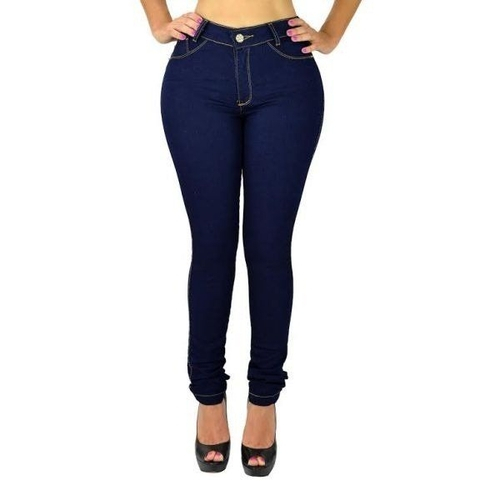 calça jeans feminina cintura alta azul escuro
