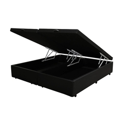 Base Box Baú King Bipartido Camas Félix Sintético Preto 40x192x203 Menor preço em Base Box Baú King Bipartido Camas Félix Sintético Preto 40x192x203