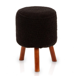 Banqueta Round Crochê com Pés Mel - Preto Menor preço em Banqueta Round Crochê com Pés Mel - Preto
