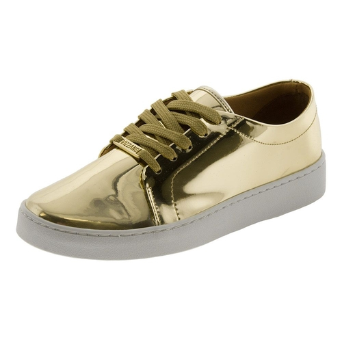 tenis vizzano branco com filete dourado