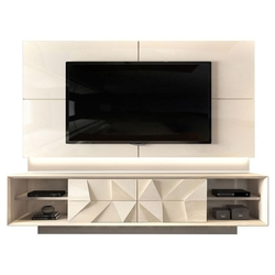Menor preço em Rack Bancada e Painel para TV Safira Form 3D Off White – DJ Móveis