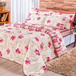Kit Edredom Requinte Rosa Casal Percal 180 Fios Dupla Face 03 Peças é boa?