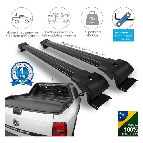 Rack Travessa Larga Para Longarina Volkswagen Saveiro Cross 2015 Eqmax em  Promoção na Americanas