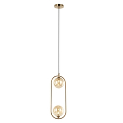 Pendente Vidro Champagne e Metal Bronze 2 Cupulas G9 Acl23 Menor preço em Pendente Vidro Champagne e Metal Bronze 2 Cupulas G9 Acl23
