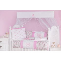 Kit Berço Americano Coroa 9 Peças Bordado Menina Rosa Menor preço em Kit Berço Americano Coroa 9 Peças Bordado Menina Rosa
