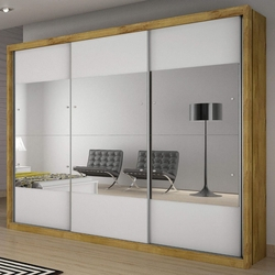 Guarda Roupa Casal com Espelho 3 Portas 3 Gavetas Hórizon Novo Horizonte Freijó Dourado/Branco Menor preço em Guarda Roupa Casal com Espelho 3 Portas 3 Gavetas Hórizon Novo Horizonte Freijó Dourado/Branco