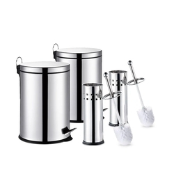 Kit lixeiras em inox - 2 de 3 litros + 2 escovas sanitária Menor preço em Kit lixeiras em inox - 2 de 3 litros + 2 escovas sanitária