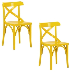 Kit 2 Cadeiras Decorativas Crift Amarelo - Gran Belo Menor preço em Kit 2 Cadeiras Decorativas Crift Amarelo - Gran Belo