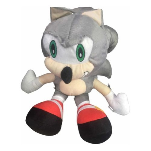 Boneco Sonic Pelúcia Cor Cinza Antialérgico 50cm Bonito