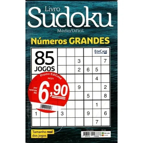 3 Livros Sudoku Só Números Grandes Médio/difícil 300 Páginas