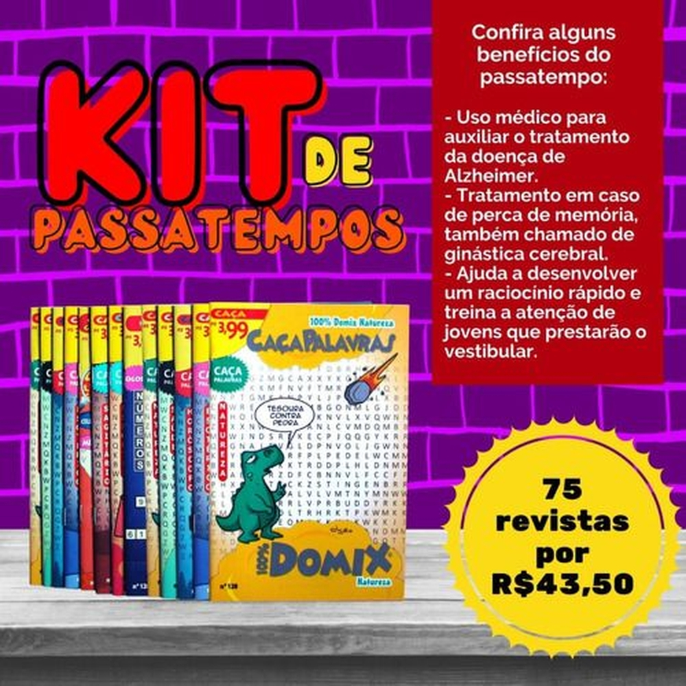 Kit Atacado Passatempo Coquetel Caça-palavras - Com 50 Uni.