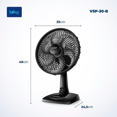 Ventilador De Mesa 30cm Mondial VSP-30-B Super Power Preto No Shoptime