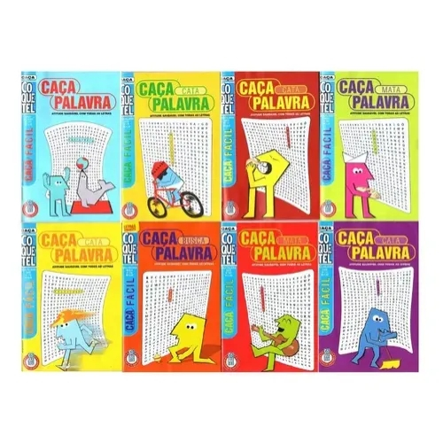 Kit 4 Livros Caça Palavras Coquetel Nível Fácil