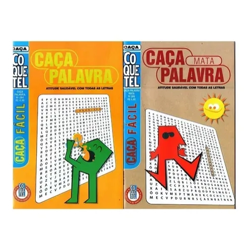 Kit 4 Livros Caça Palavras Coquetel Nível Fácil