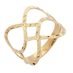 Anel de Ouro 18k 750 Feminino Trançado com pequenos entalhes Menor preço em Anel de Ouro 18k 750 Feminino Trançado com pequenos entalhes
