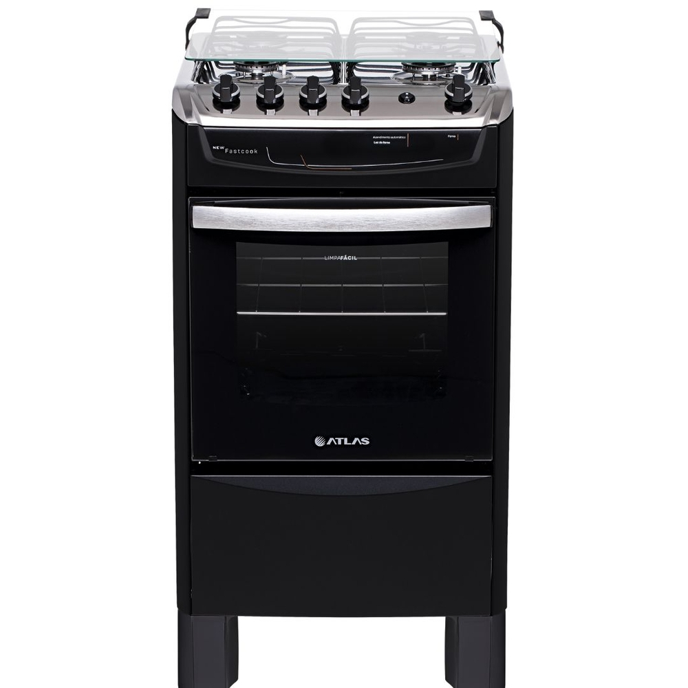 Fogão Atlas New Fastcook 4 Bocas Preto - Bivolt