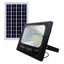 Refletor Holofote Led Solar Com Placa Completa Branco Frio 100w Menor preço em Refletor Holofote Led Solar Com Placa Completa Branco Frio 100w