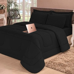 Kit 6 Pçs Edredom Casa Dona Dupla Face Casal Queen com Lençol Preto é boa?