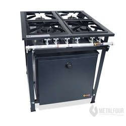Menor preço em Fogão Industrial de 4 Bocas COM FORNO 30x30 de Alta Pressão 4 Queimadores Simples - P7 LUX - MetalFour