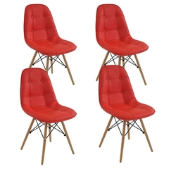 Kit 4 Cadeiras Eiffel S/ Braço Botone Vermelho Menor preço em Kit 4 Cadeiras Eiffel S/ Braço Botone Vermelho