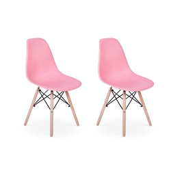 Conjunto 2 Cadeiras Charles Eames Eiffel Wood Base Madeira - Rosa Menor preço em Conjunto 2 Cadeiras Charles Eames Eiffel Wood Base Madeira - Rosa