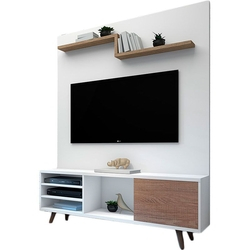 Rack com Painel Para TV de até 50" Vermont 1428– KNR Móveis. - Branco fosco / Carvalho evora Menor preço em Rack com Painel Para TV de até 50" Vermont 1428– KNR Móveis. - Branco fosco / Carvalho evora