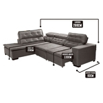 Sofá 5 Lugares Canto 2,80x2,20 M Sttilo Retrátil E Reclinável Chaise Pillow E Molas Cinza - Megasul