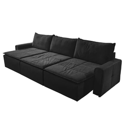 Sofá Retrátil 4 Lugares Luxo 278cm Veludo Preto - Gran Belo Menor preço em Sofá Retrátil 4 Lugares Luxo 278cm Veludo Preto - Gran Belo