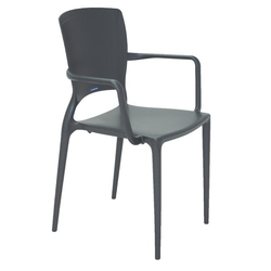Cadeira Plastica Monobloco Com Bracos Sofia Grafite Menor preço em Cadeira Plastica Monobloco Com Bracos Sofia Grafite